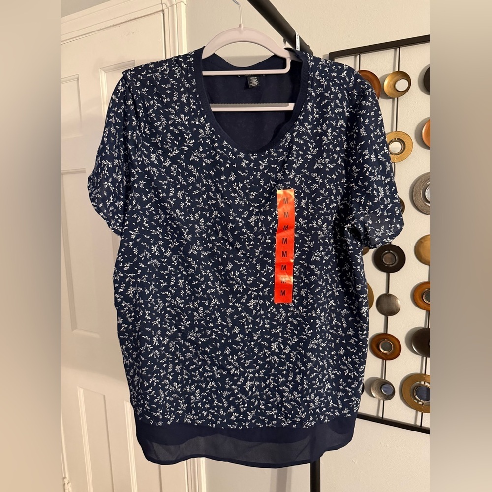 Hilary Radley Navy Short Sleeve Top
